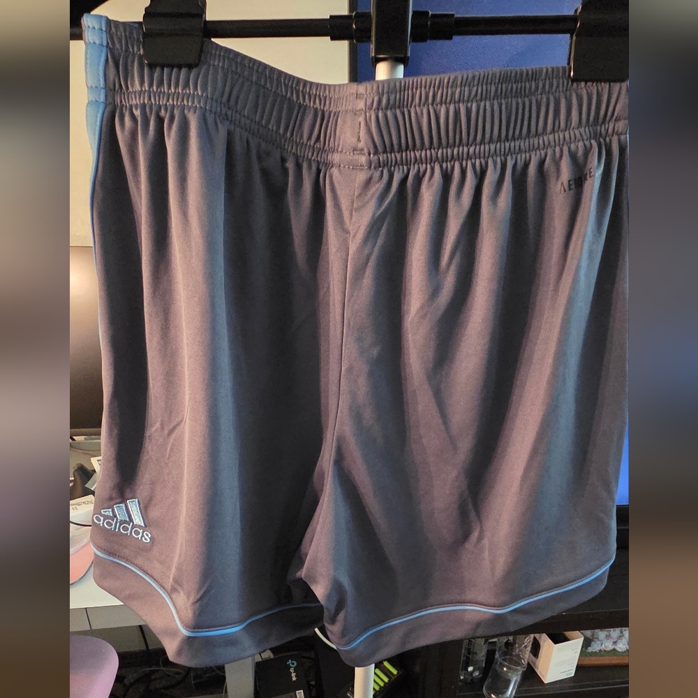 Adidas Mi Squadra 17 Gray/Lt Blue Socver Shorts - Womens XS